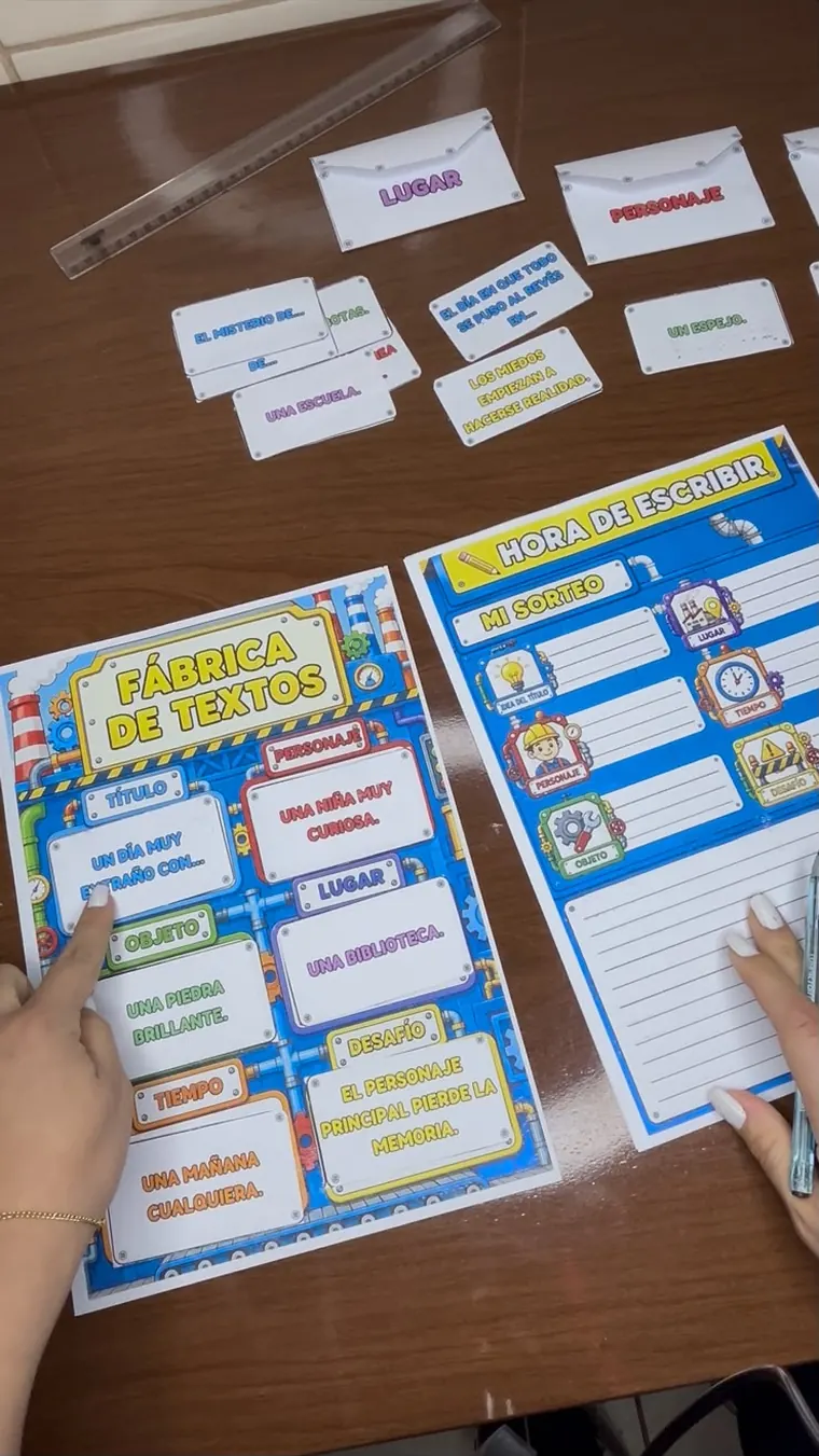 Panel de planificación junto a la hoja para escribir la historia